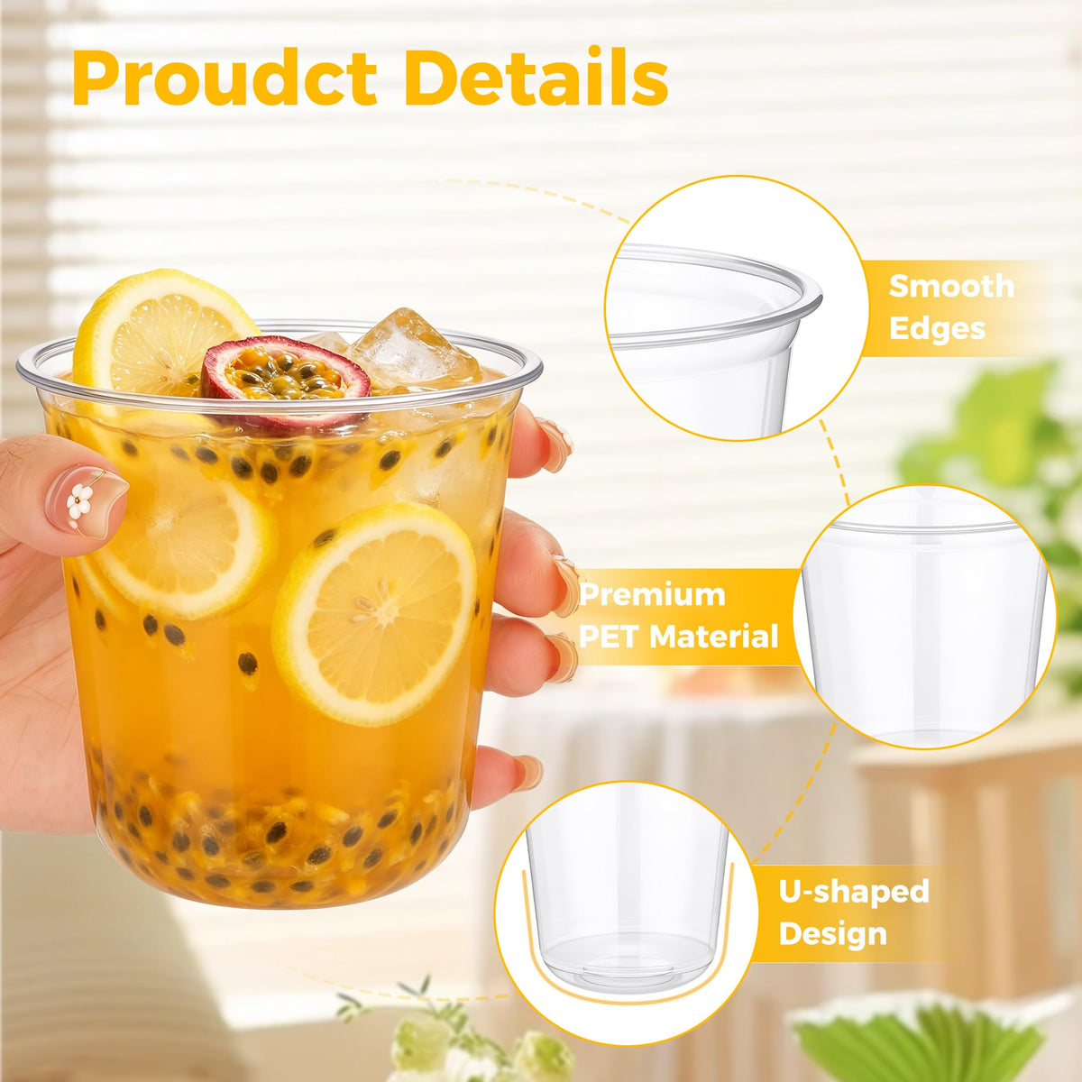 150 Pcs 12oz Plastic Clear Cups, Disposable Wine Cocktail Glasses
