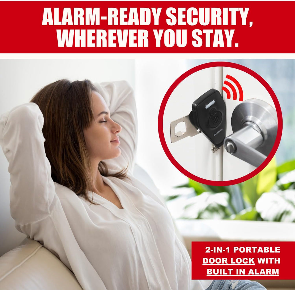 Portable Door Lock with Alarm | Hotel Door Locks for Travelers Security | Loud 130dB Door Security Device for Hotel