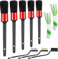 10pcs Auto Car Detailing Brush Set Car Interior Cleaning Kit Includes 5 Boar Hair Detail Brush,3 Wire Brush, 2 Air