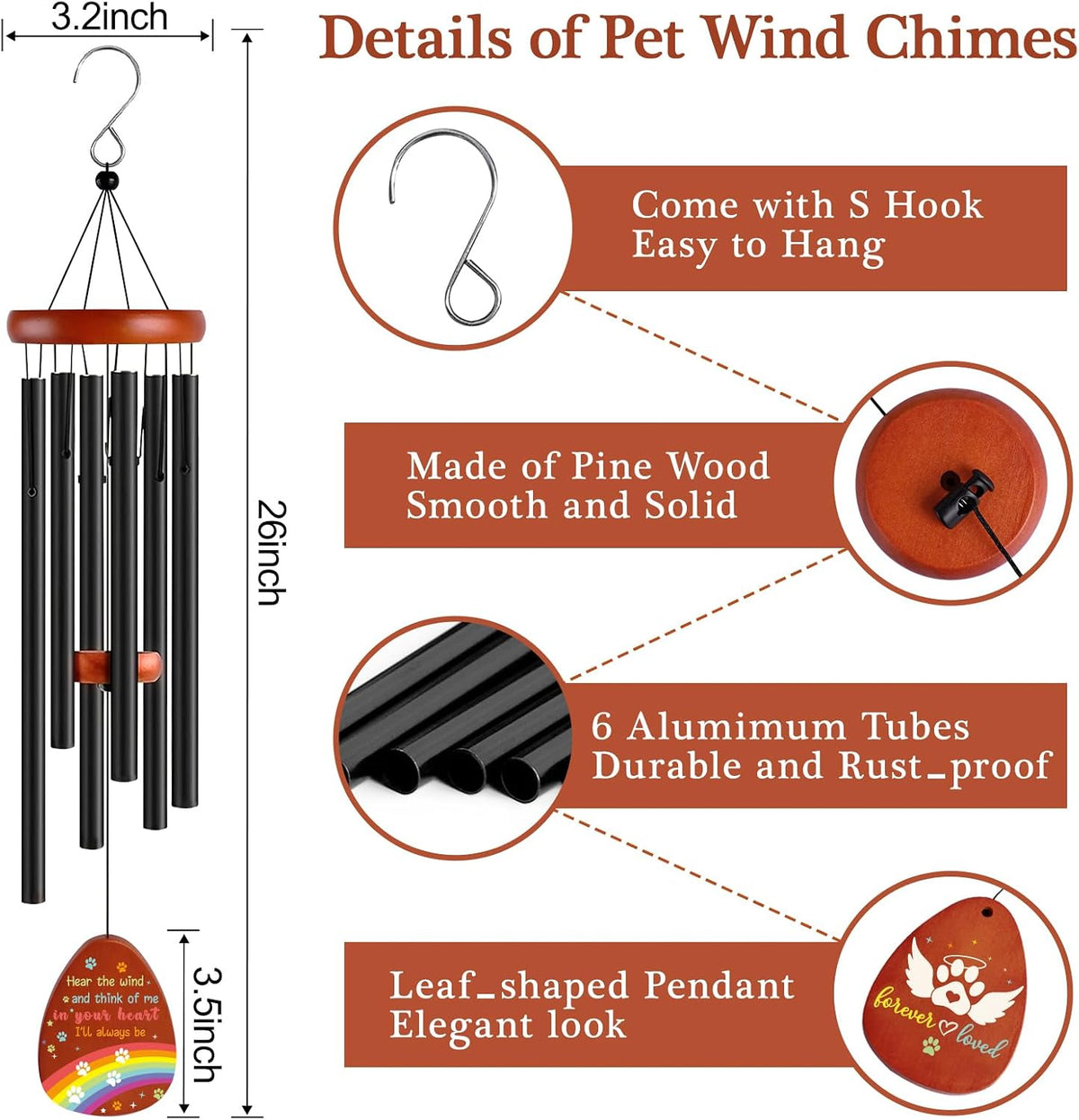 Dog Memorial Wind Chimes and Shadow Box, Pet Memorial Gifts for Dogs, Loss of Dog Cat Sympathy Remembrance Gift