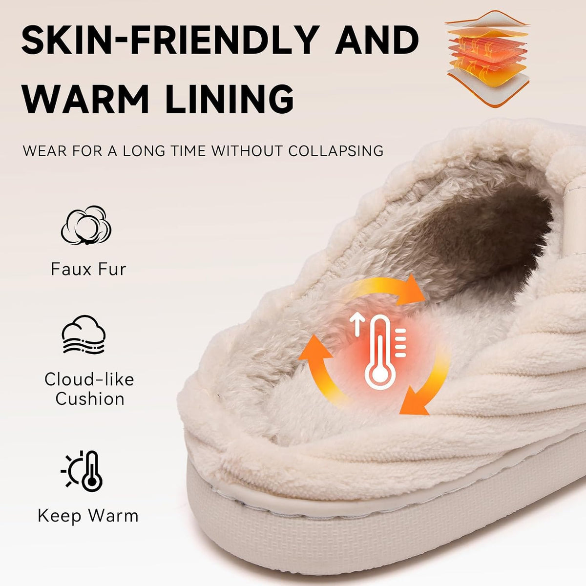 Slippers for Women,Memory Foam House Shoes for Men Casual Indoor/Outdoor Corduroy Womens Slippers with Faux Fur Lining