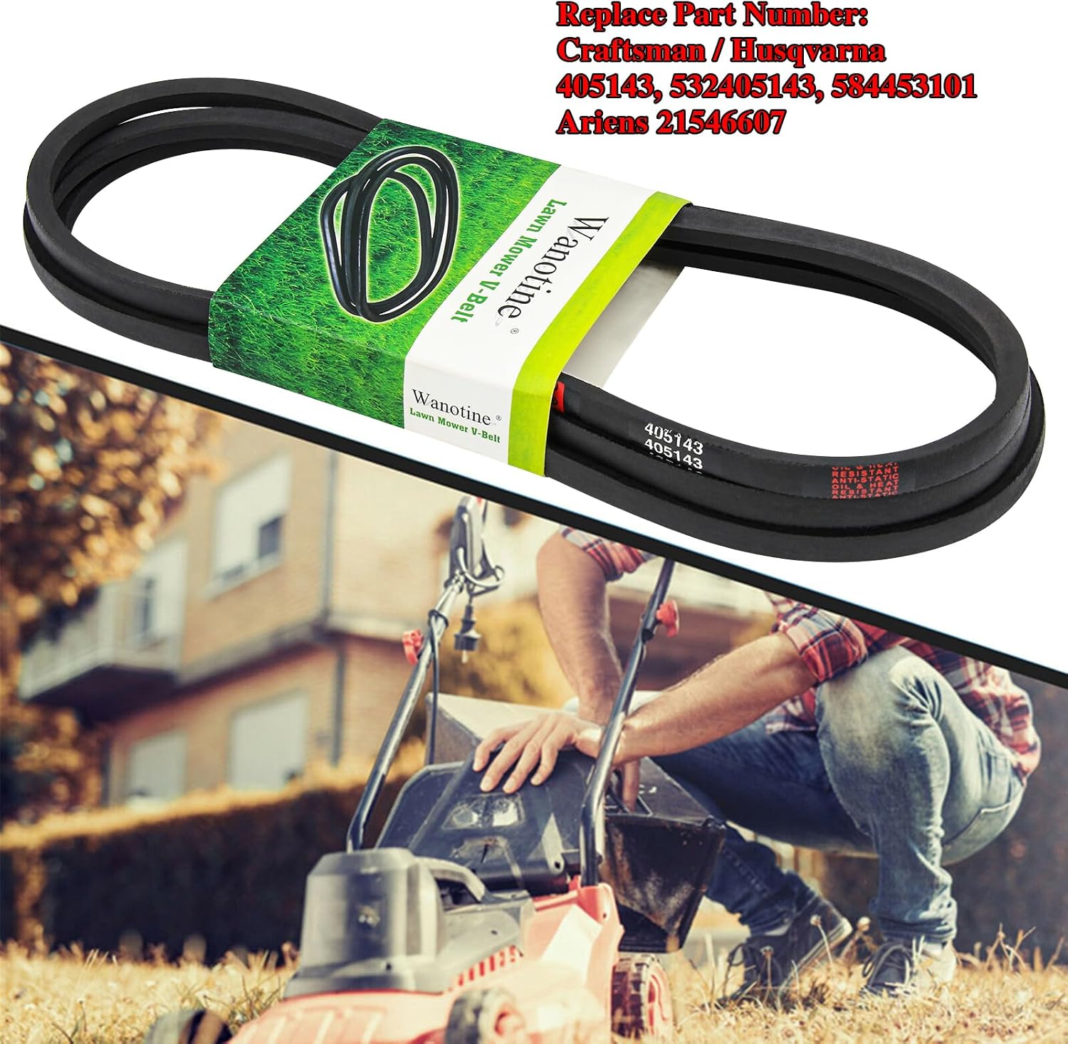 405143 Mower Belt Replaces Craftsman Husqvarna 46 inch Deck Belt 532405143, 584453101 & Ariens 21546607 Drive Belt