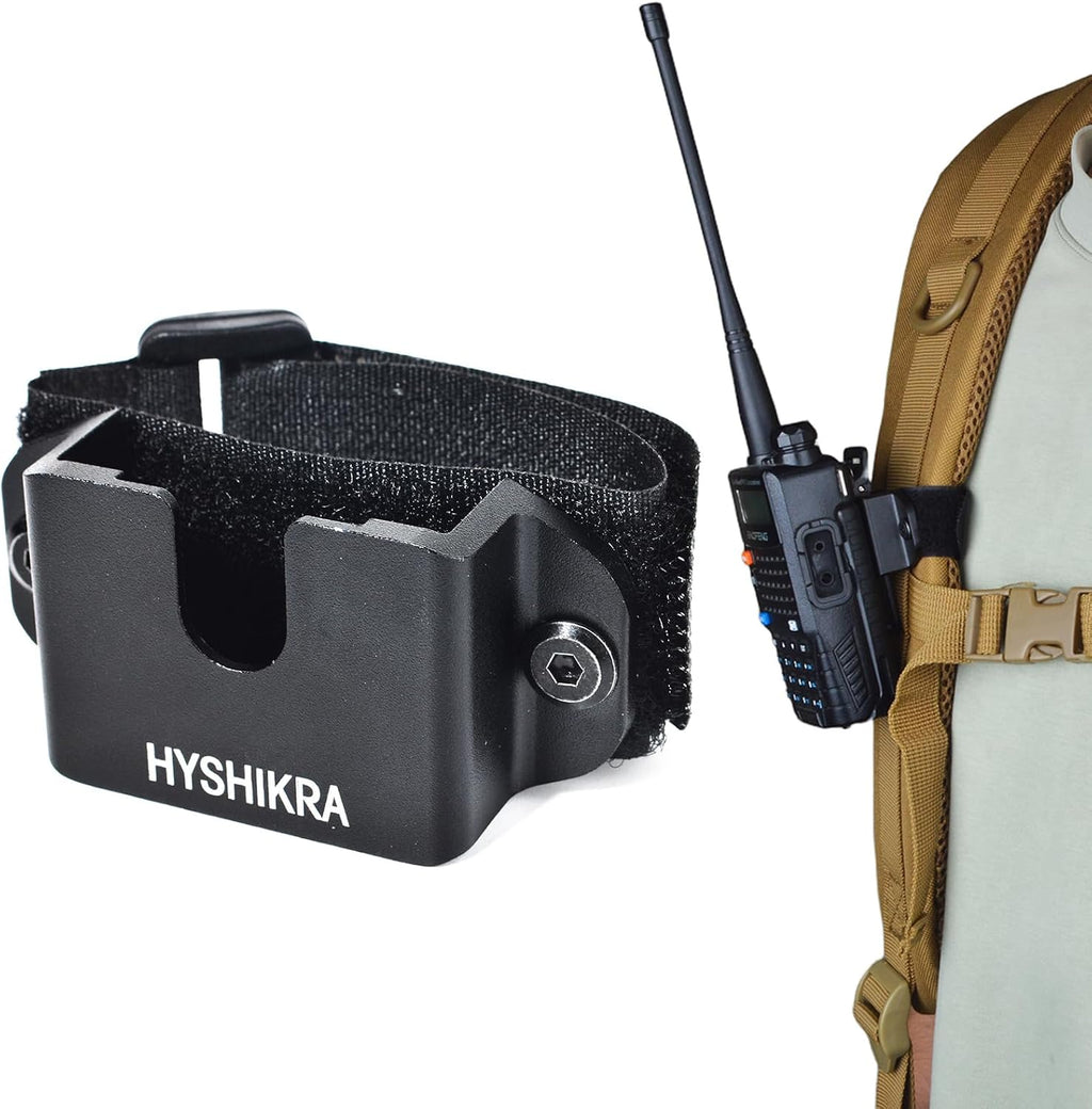 Universal Two-Way Radio Mount for Backpacks & Shoulder Straps - Heavy-Duty Hook and Loop Design for Baofeng Kenwood