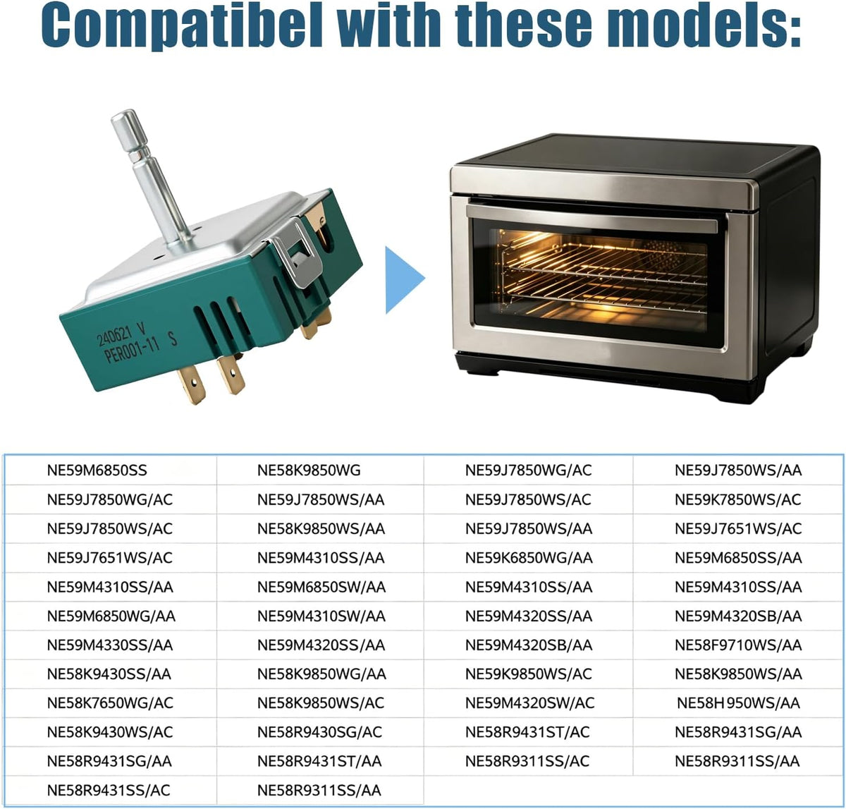DG44-01005B PER001-03 Upgraded Oven Range Infinite Switc Fits For Samsung NE59M6850SS NE58K9850WG Range Oven Surface CKD01005BX Element Control Replaces DG44-01005A PER001-11S PER001-01S PER001-01B