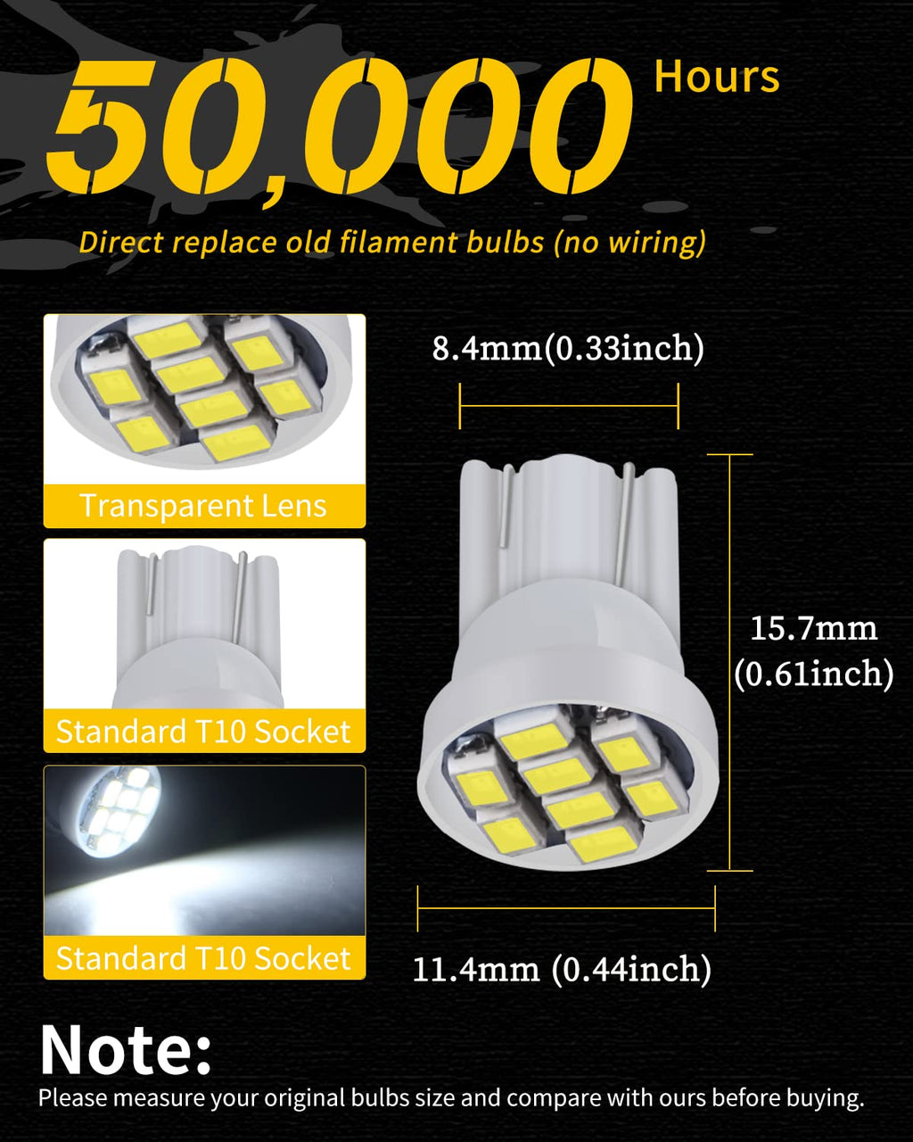 555 Arcade Pinball Led Bulbs White Non-Polar AC DC 6V 6.3V