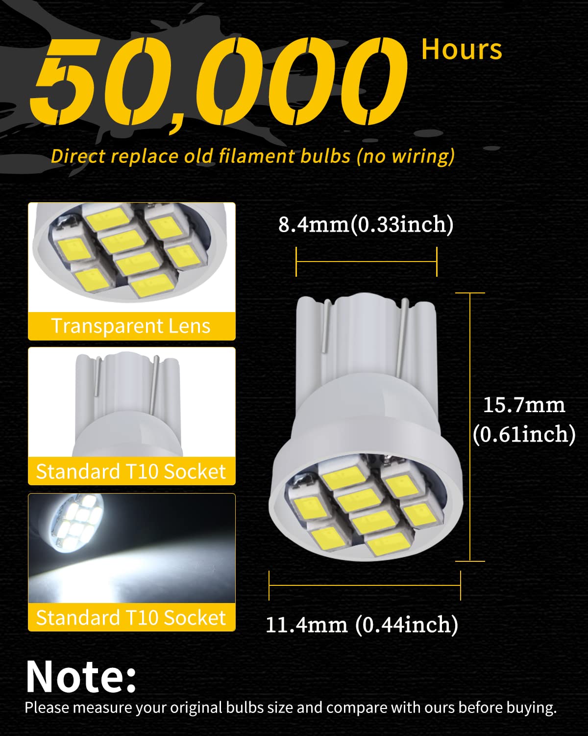 555 Arcade Pinball Led Bulbs White Non-Polar AC DC 6V 6.3V