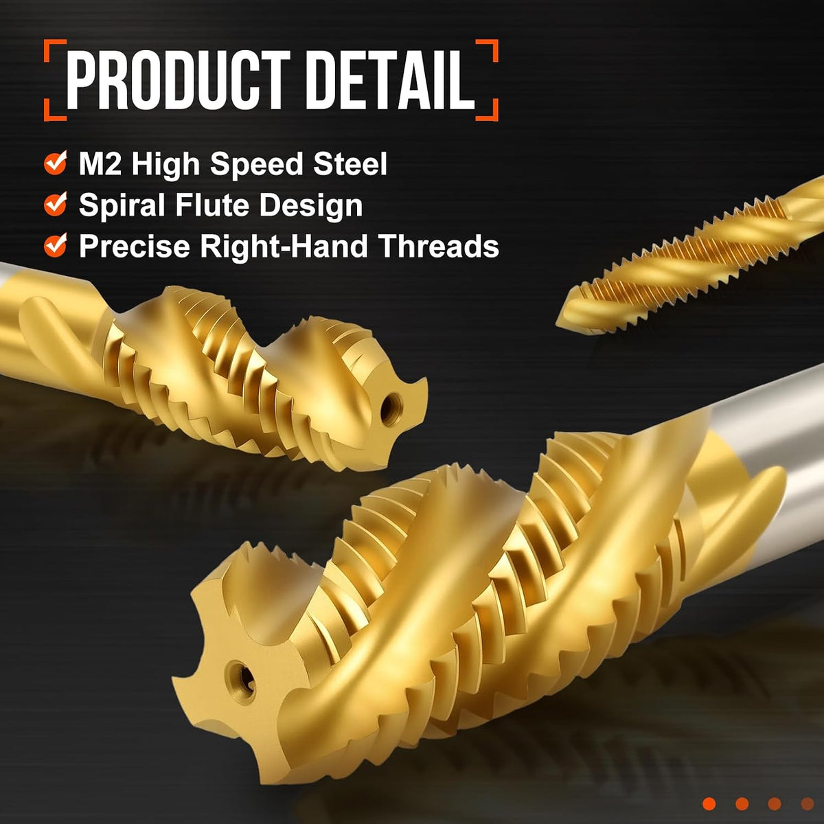 6-32 UNC Spiral Flute Thread Tap M2 High Speed Steel Titanium