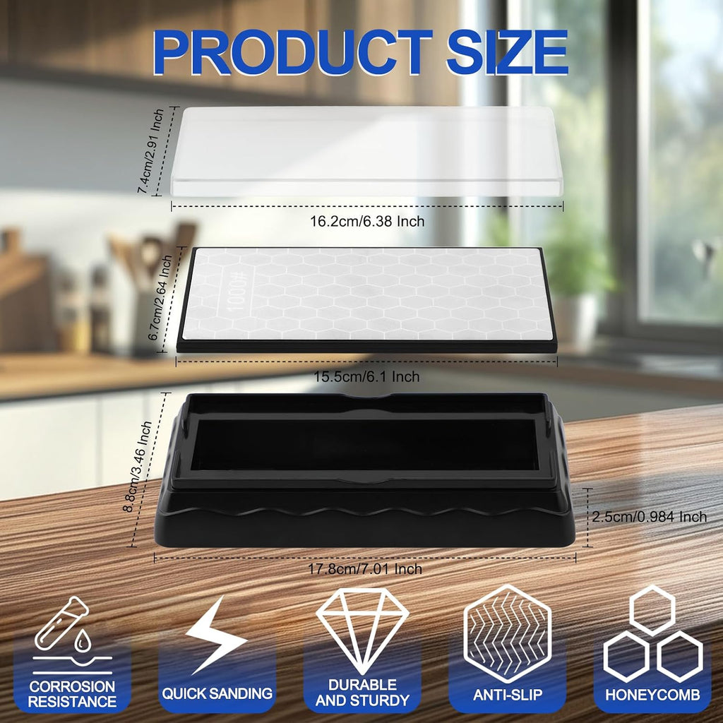 Double-sided Diamond Sharpening Stone,Knife Sharpening Stone with Extra Fine 1200/Coarse 400 Grit Diamond Plate
