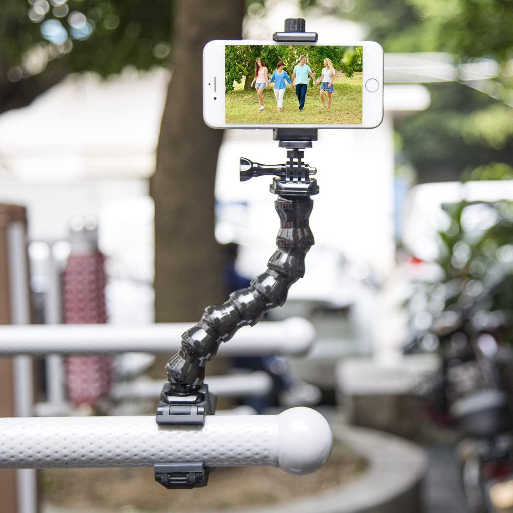 Phone Holder Desk Gooseneck Mount, Cell Phone Clamp Clip for Pole, Mount Stand, Compatible for iPhone 17 iPhone 16