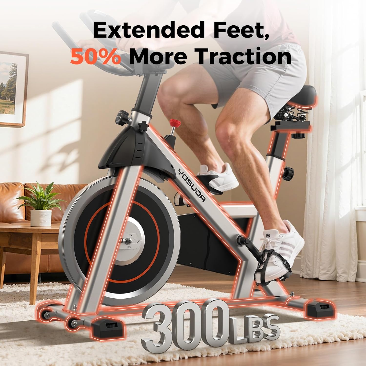 Exercise Bike, Magnetic Friction Stationary Bike with App Training | Magnetic Indoor Cycling Low Noise Bike for Home