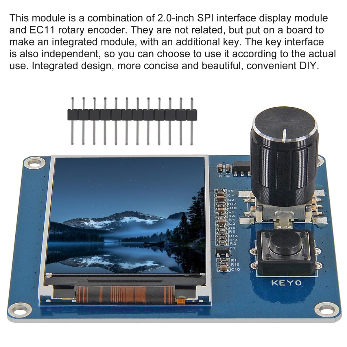 AITRIP 2PCS 2.0 Inch TFT LCD Display with Rotary Encoder EC11, IIC SPI Interface for ESP32 Raspberry Pi DIY Projects