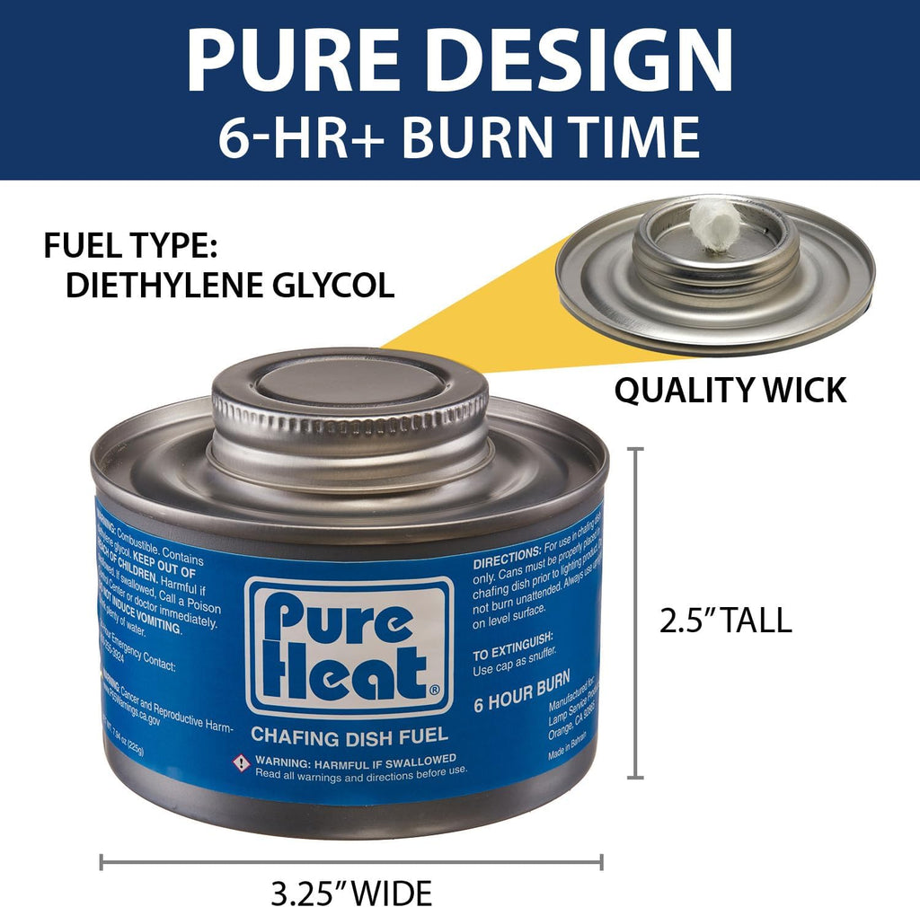 6-Hour Chafing Fuel Cans (12 Pack) - Resealable Burner Fuel - Food Warmer Cans for Chafing Dishes - Canned Heat