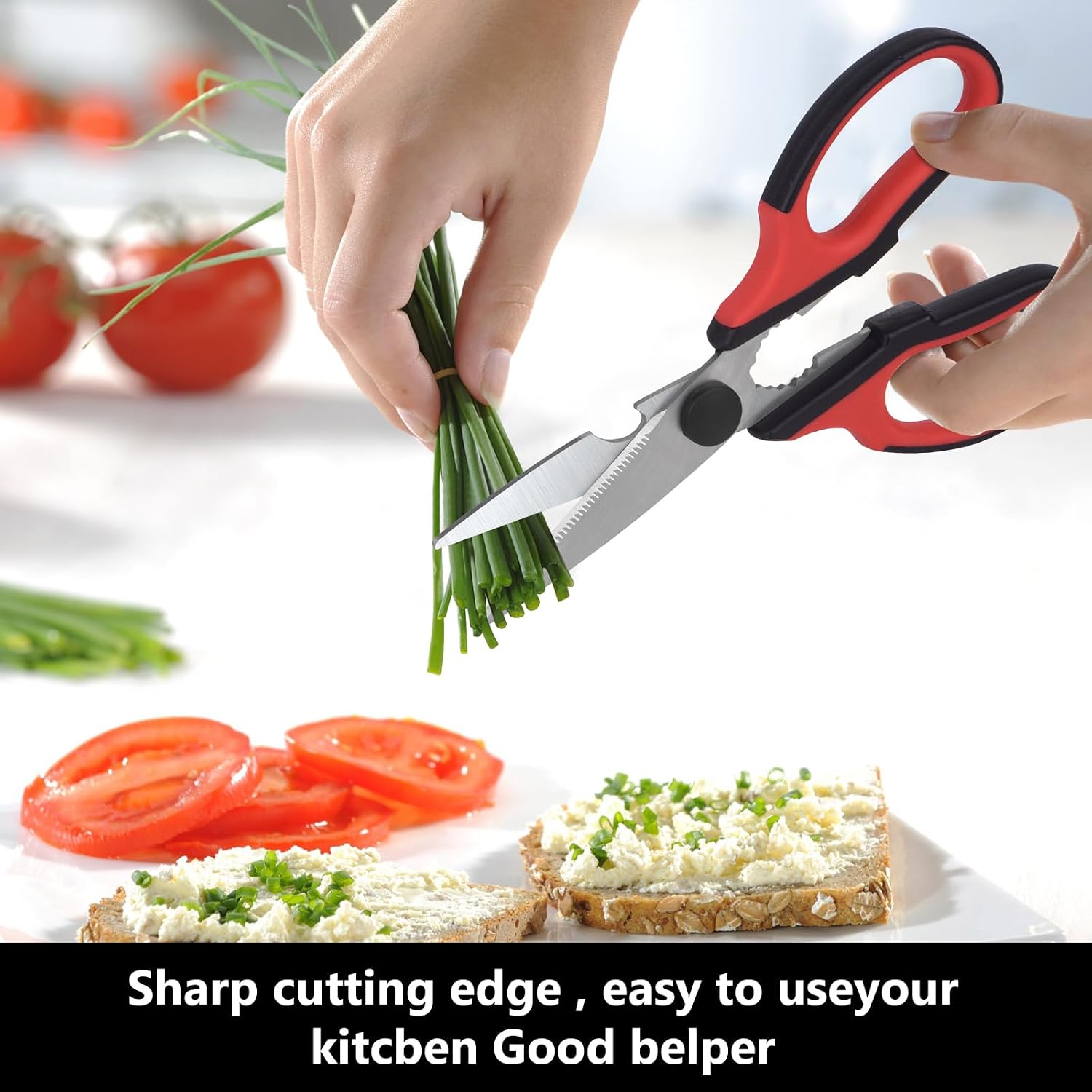 Left Handed Scissors and Kitchen Shears, Lefty Stainless Steel Sharp Blade Soft Comfort-Grip Handles Scissors, 2-Pack