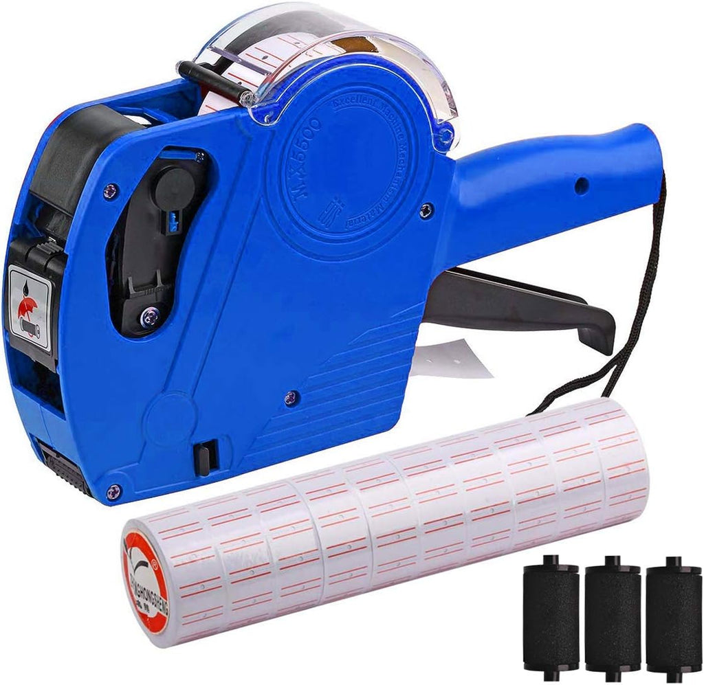 MX-5500 8 Digits Price tag Gun with 5000 Sticker Labels and 3 Ink Refill, Label Maker Pricing Gun Kit Numerical Tag
