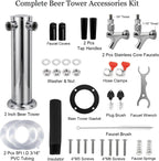 Dual Tap Stainless Draft Beer Tap Tower, 3'' Base Kegerator Tower