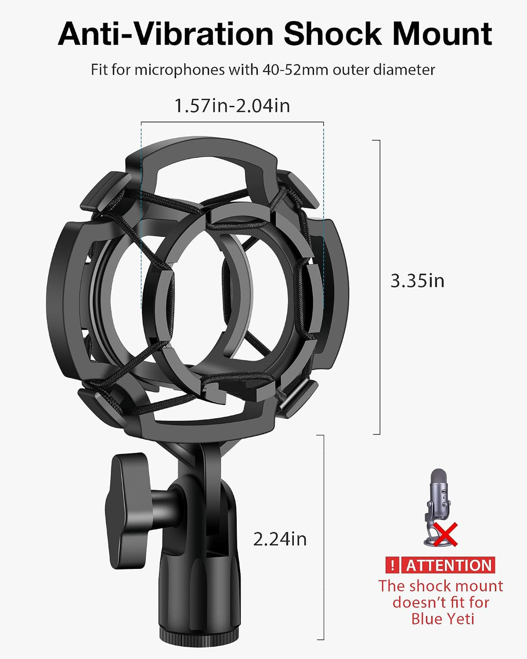 Mic Stand Desk Desktop Microphone Stand Shock Mount Pop Filter | Rock Solid, Dual-Layer Pop Filter, 9.8" - 14" Height