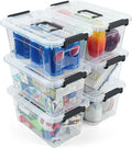 Plastic Storage Bins with Lids 6 Pack Storage Organizer, 7 Quart Stackable Storage Bins with Buckle-Up Latches and