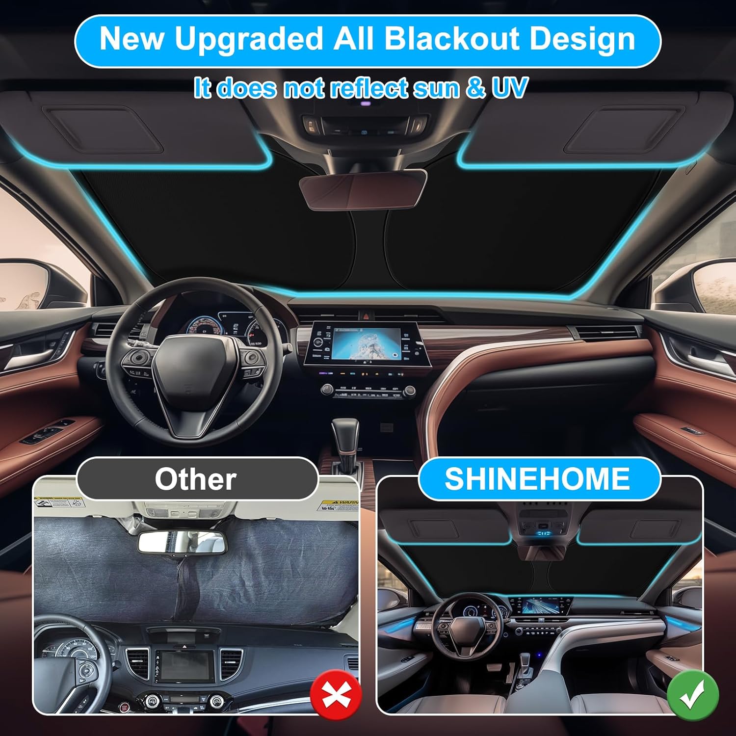 Car Sun Shade for 2018-2024 2025 2026 Toyota Camry Windshield Sun Shade, Sun Visor Windshield Screen Cover for Camry
