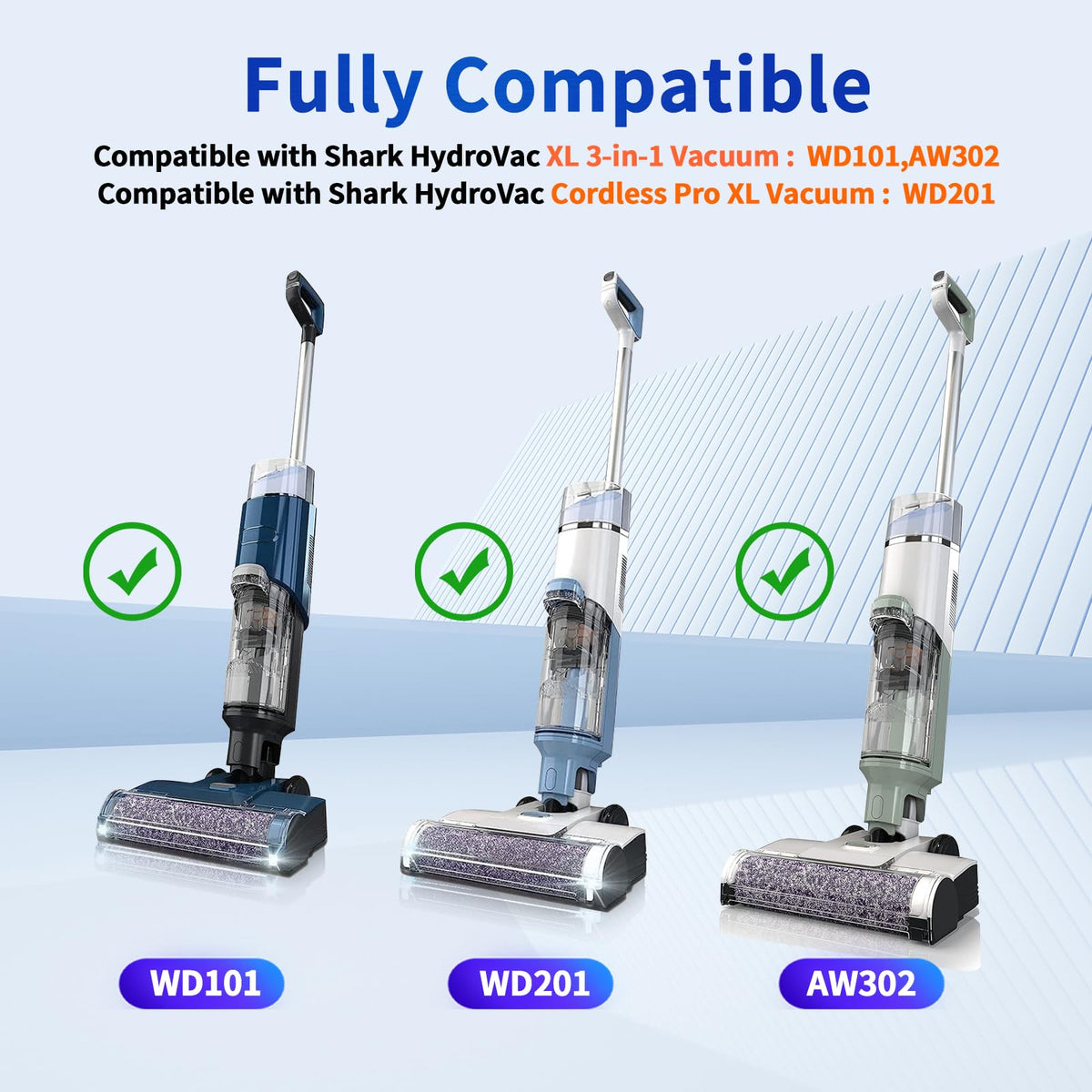 9 Pcs WD101 Replacement Brushroll and Filter Compatible with Shark Hydrovac