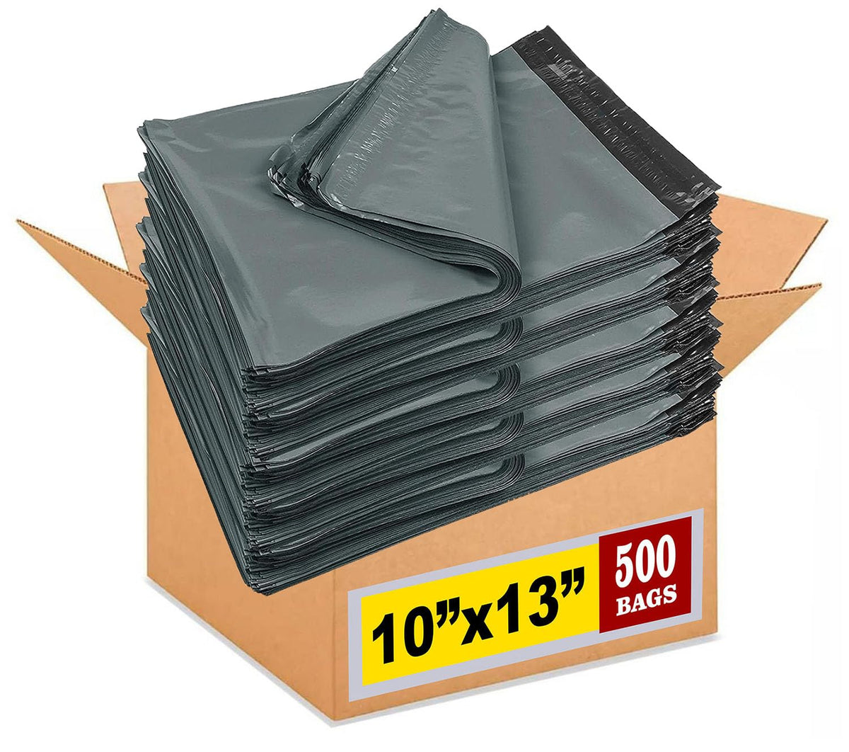 10x13 Inch Grey Poly Mailers, 500 Pack