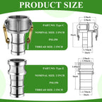 Innconee 4 Set 2 Inch Camlock Fittings Type C&E