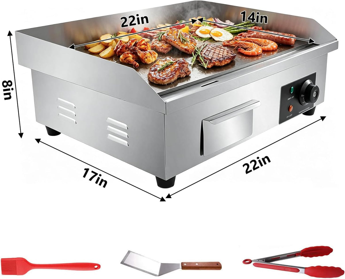 22" Commercial Electric Countertop Griddle Flat Top Grill,Adjustable Temp