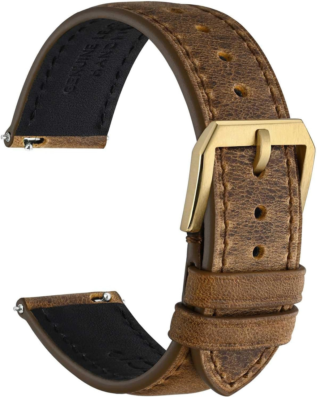 Watch Band, Genuine Leather, Dark Lining Leather, Quick Release, Strap Width 18mm 20mm 22mm