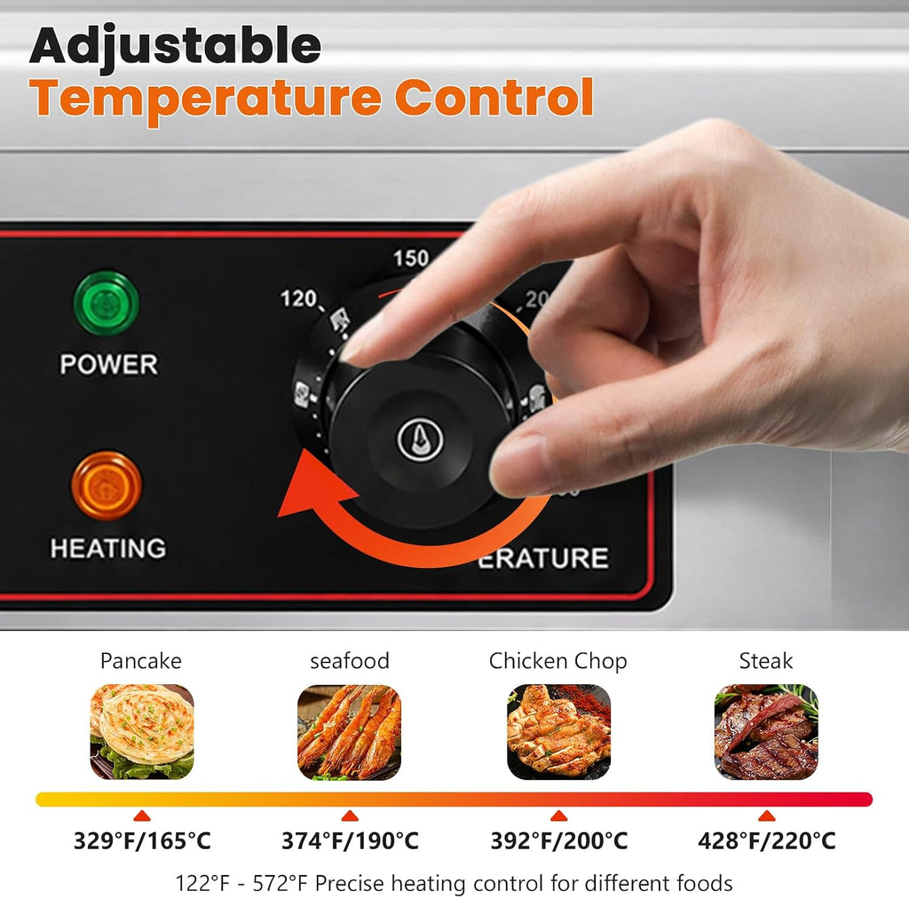 22" Commercial Electric Countertop Griddle Flat Top Grill,Adjustable Temp