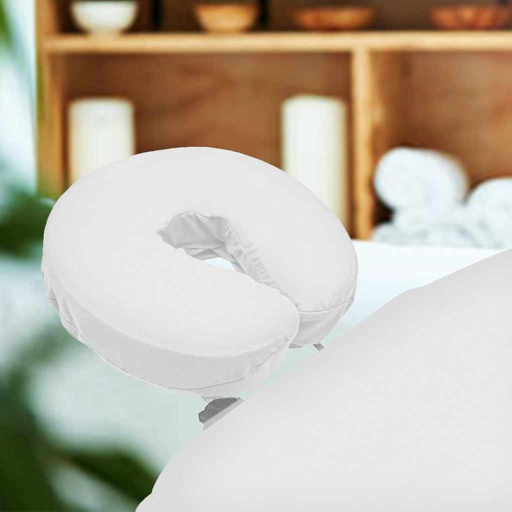 Face Cradle Covers for Massage Table (Pack of 4), 100% Cotton Flannel Massage Face Cradle Cover (White)