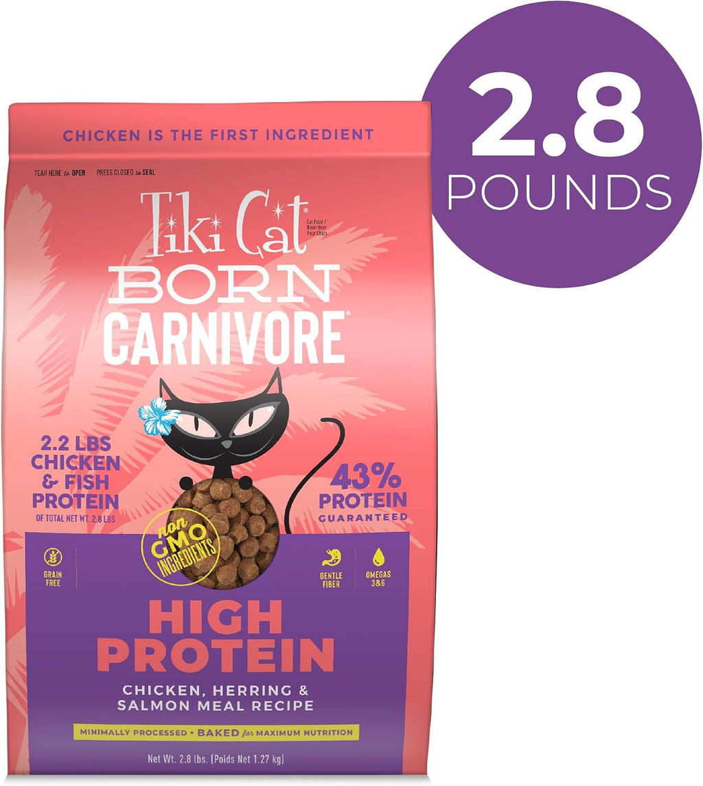 Tiki Cat Born Carnivore Dry Cat Food, Chicken, Herring & Salmon, 2.8 lb Bag