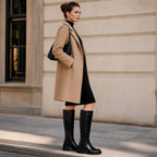 Black Knee High Boots for Women Tall Fall Boots Square Toe 7