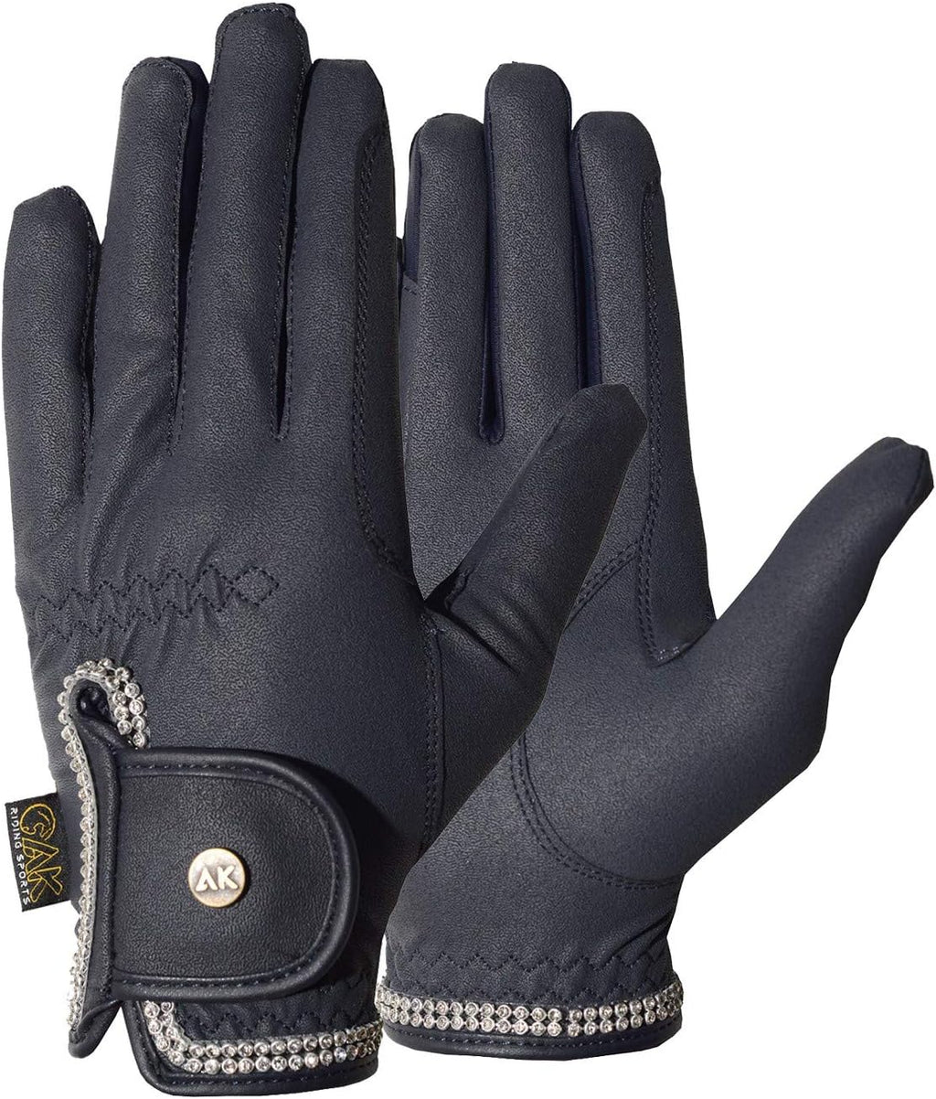 AK Horse Riding Gloves for Women & Men – Competition Equestrian Gloves with Crystal Diamante Design – Comfortable