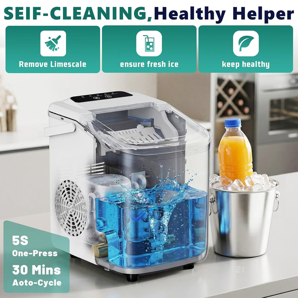 Countertop Ice Maker with Self-Cleaning, Portable Ice Maker Machine