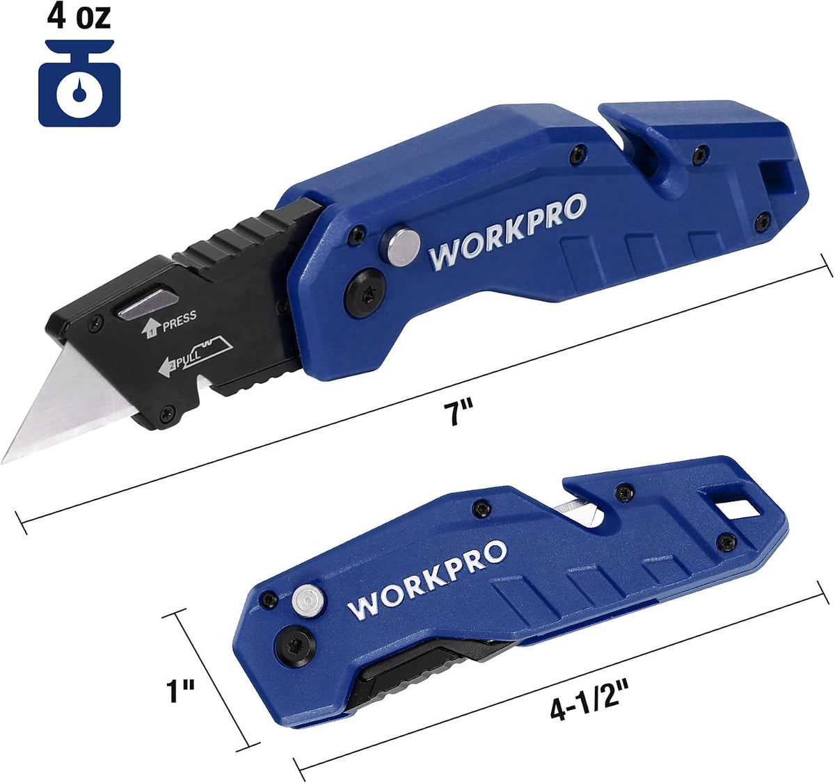 Folding Utility Knife with 10 Blades, Blue