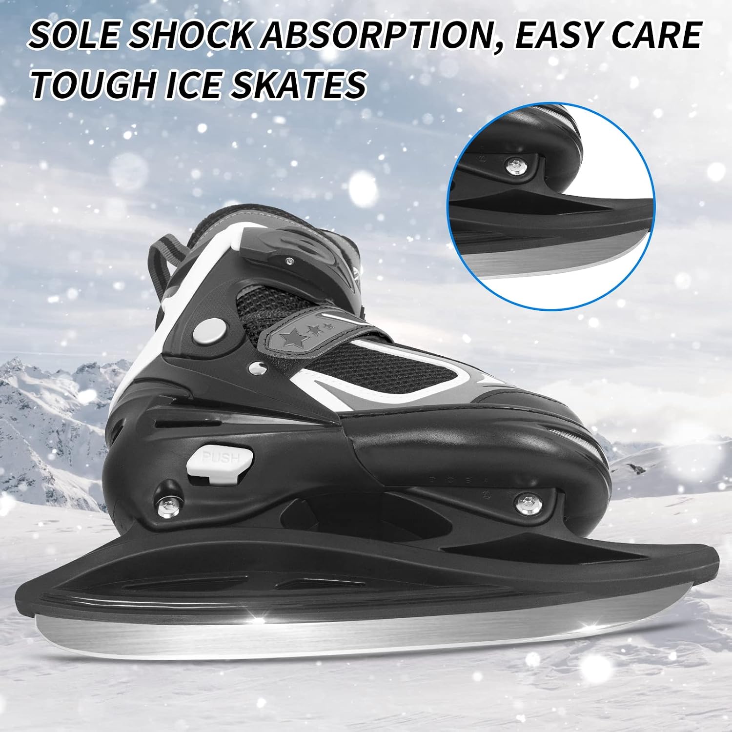 Ice Skates for Kids, Boys and Girls, Hockey Lace-Up Adjustable Skates Soft Padding and Reinforced Ankle Support for