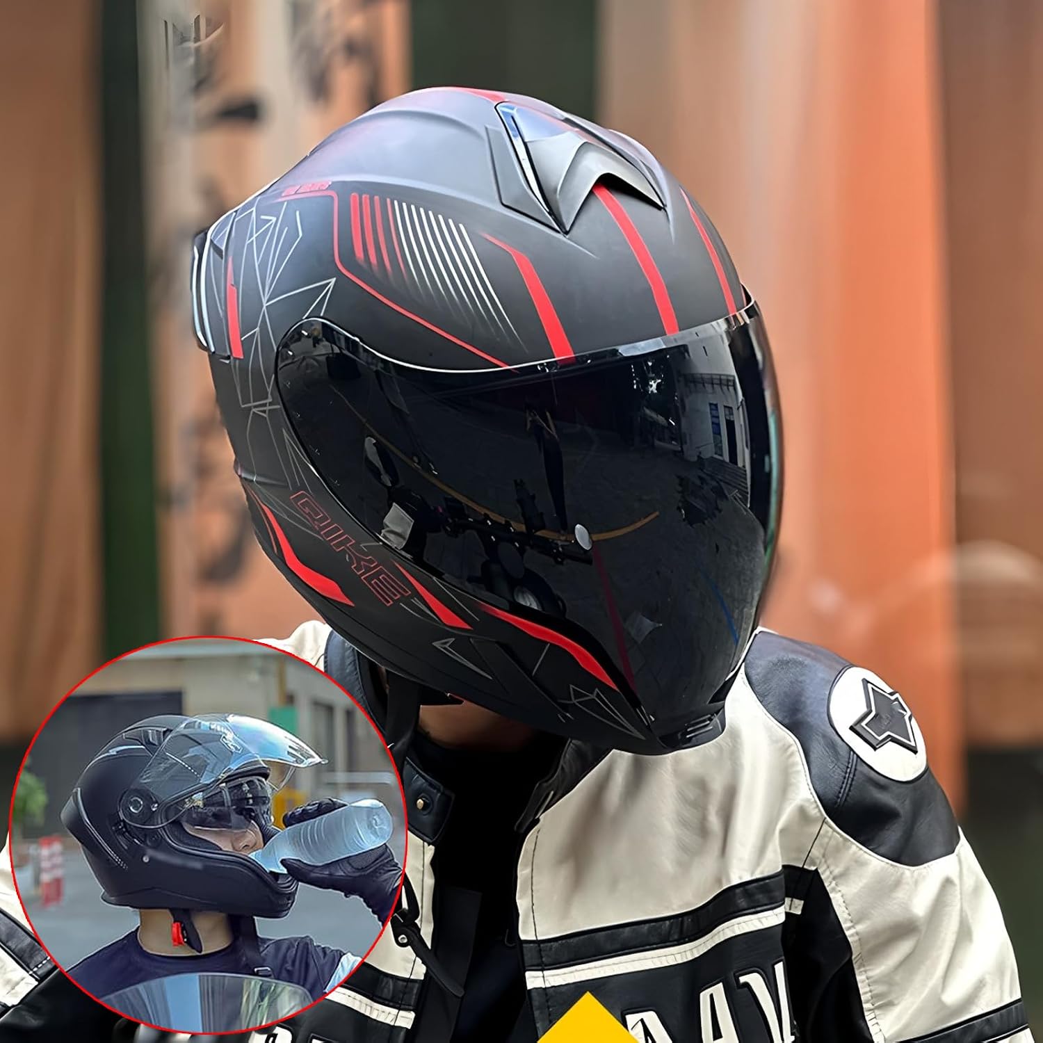 Bluetooth Full Face Motorcycle Helmet DOT Approved Modular Motorcycle Helmets with Built-in Sun Visor