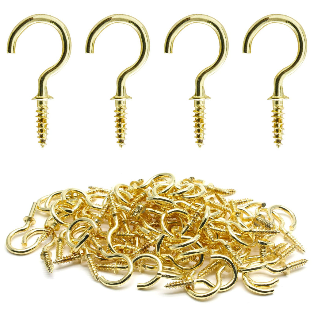 3/4" Ceiling Cup Hooks, Gold, 100 Pcs