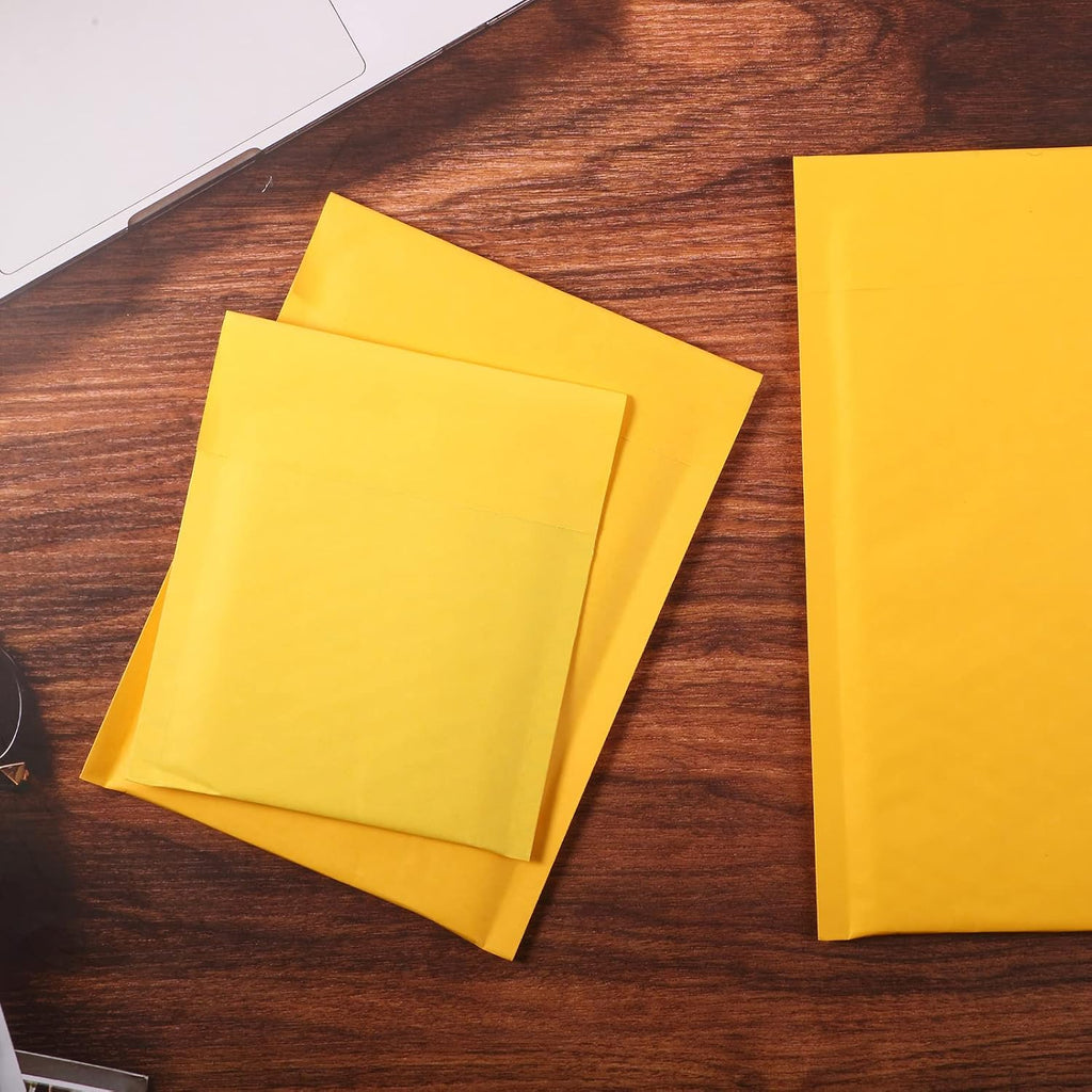 50 Pcs Metallic Foil Bubble Padded Envelopes Mailers, Yellow
