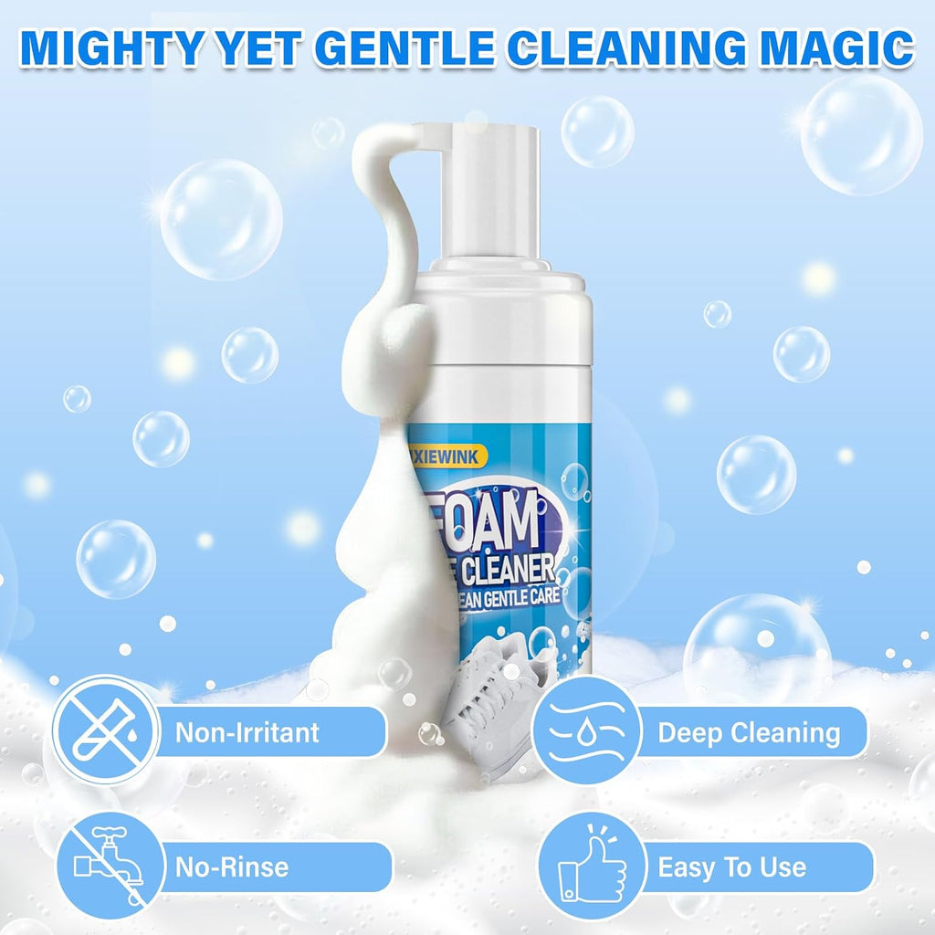 Shoe Cleaner, 6.76 fl oz Shoe Cleaning Kit with Brush and Towel, White Sneaker Cleaner for Removing Stains