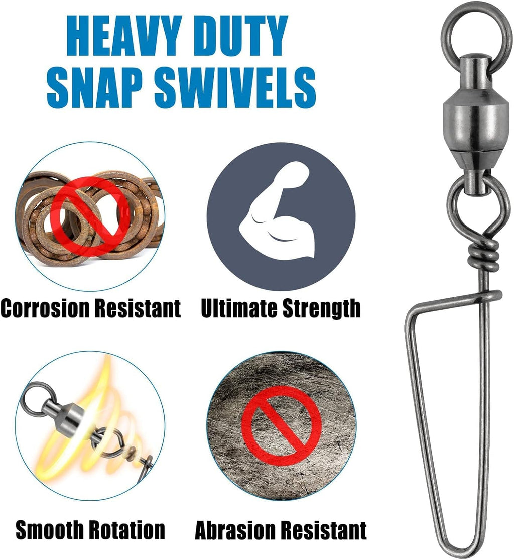 Fishing Snap Swivels Ball Bearing Swivels Fishing Tackle Saltwater & Freshwater Coast-Lock Lure Snap Clips Terminal