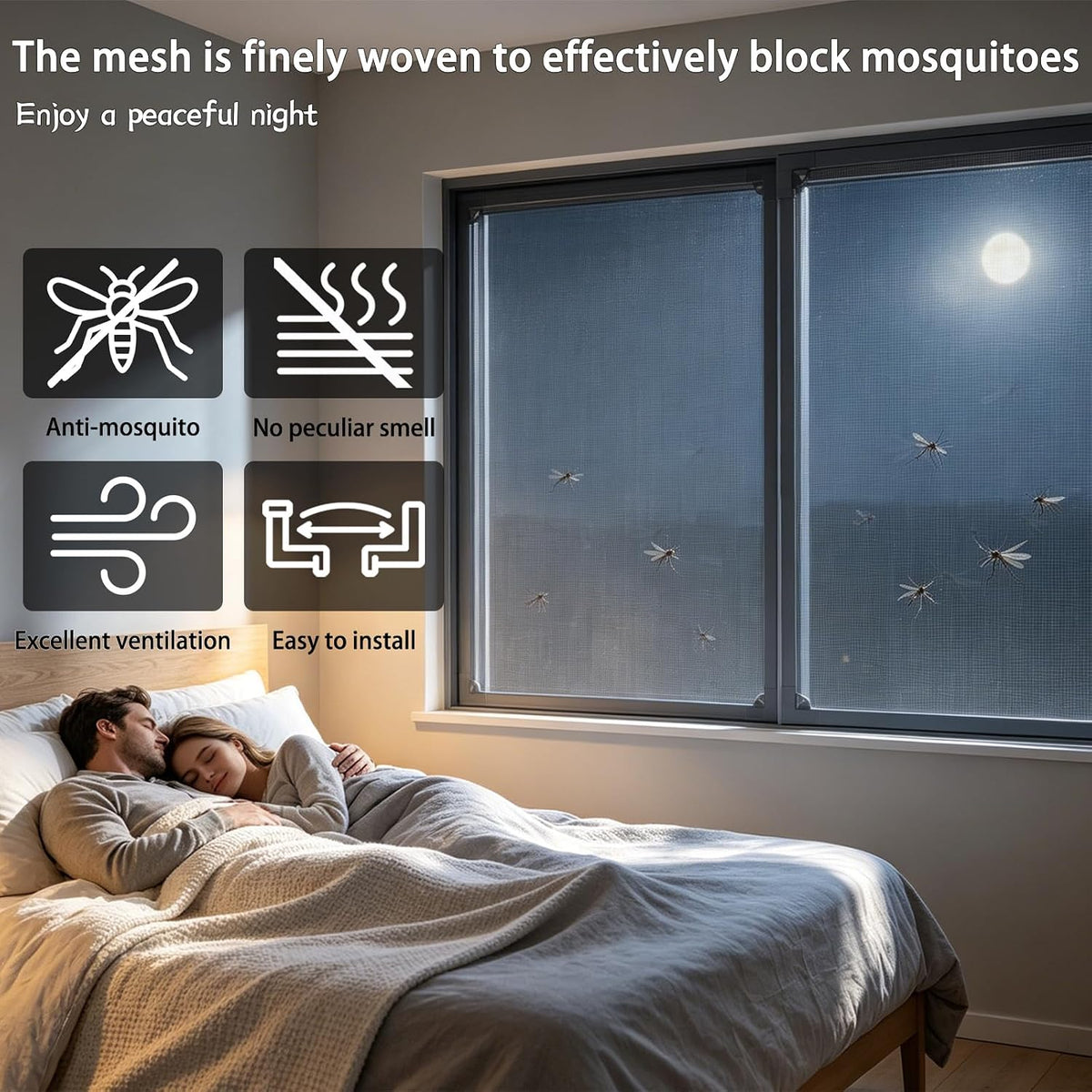 Magnetic Window Screen - DIY Adjustable Mesh, 39"x59", Bug-Proof & Airy