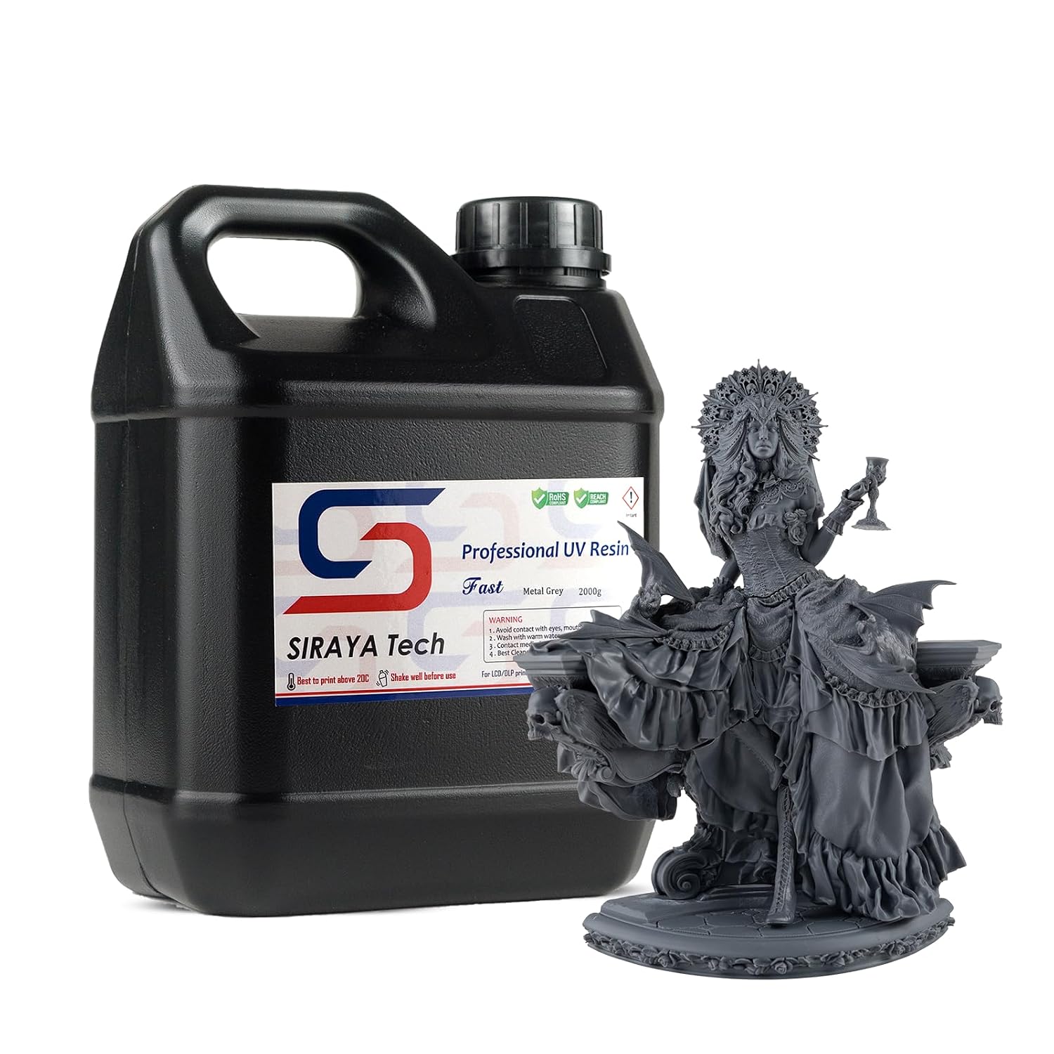 Fast ABS-Like 3D Printer Resin, Non-Brittle, Metal Grey, 2kg | Easy to Print, Non-Brittle, High Precision, Rapid