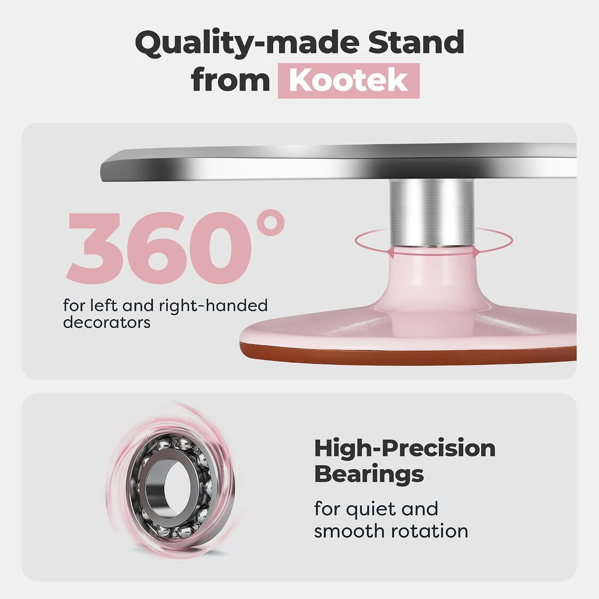 12" Pink Aluminum Alloy Cake Turntable, Cake Stand for Decorating