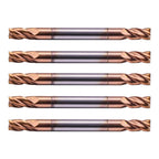 5 Pack 1/8" 4 Flute Double End Solid Carbide Square End Mills, TiSiN Coated