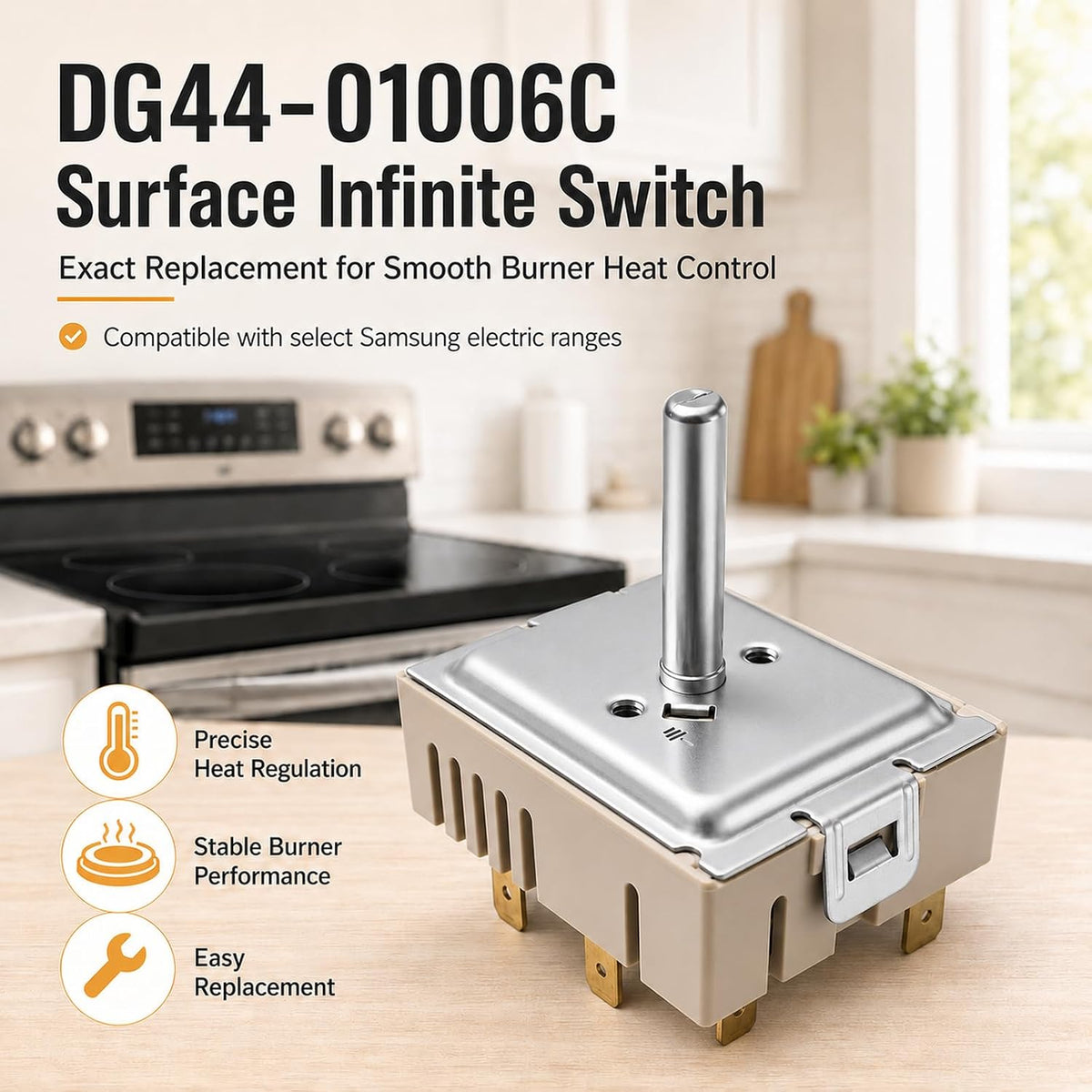 DG44-01006C Infinite Control Switch Compatible with Samsung Ranges Cooktops