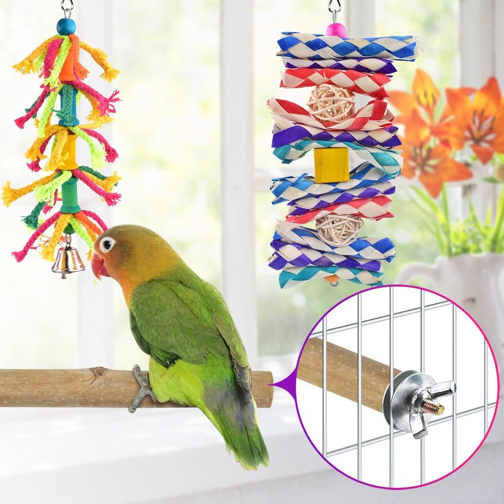 Bird Toys, Parakeet Swing Parrot Ladder Cockatiel Perch Conure Hanging Bell Toys for Parakeet Conure Cockatiel Mynah