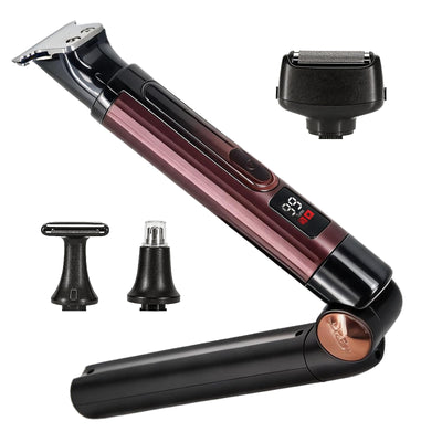 Self-Grooming Back Shaver for Men - Electric Body Groomer Kit with Adjustable Extension Handle, 4-in-1 Trimmer Set