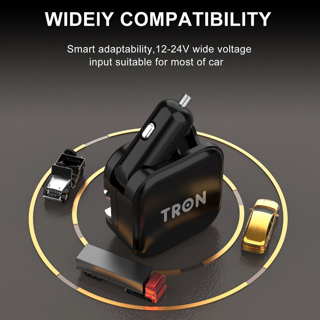 Wall & Car Charger Travel Charging Station, 36W Dual USB-C & USB-A Fast Charger, Foldable for iPhone, iPad, Android