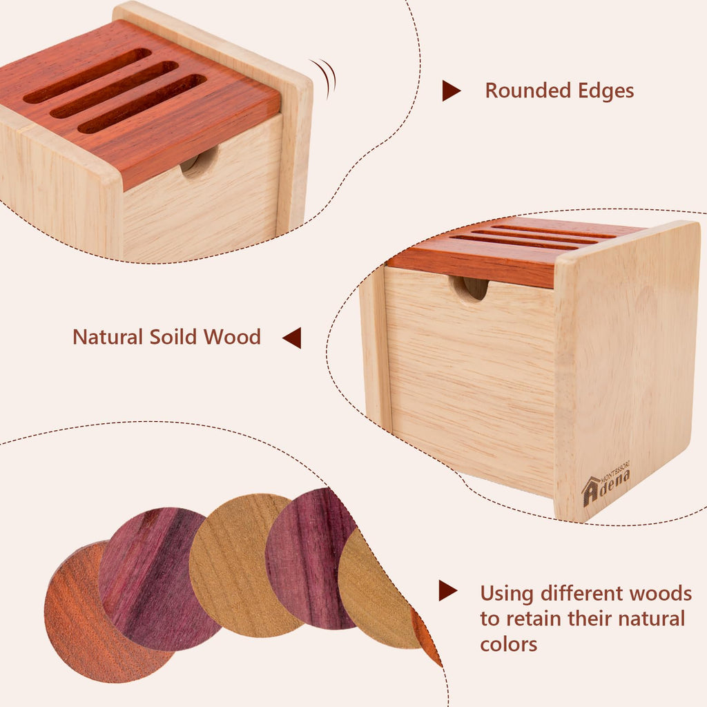 Wooden Coin Box with Lid Object Permanence 6-12 Months
