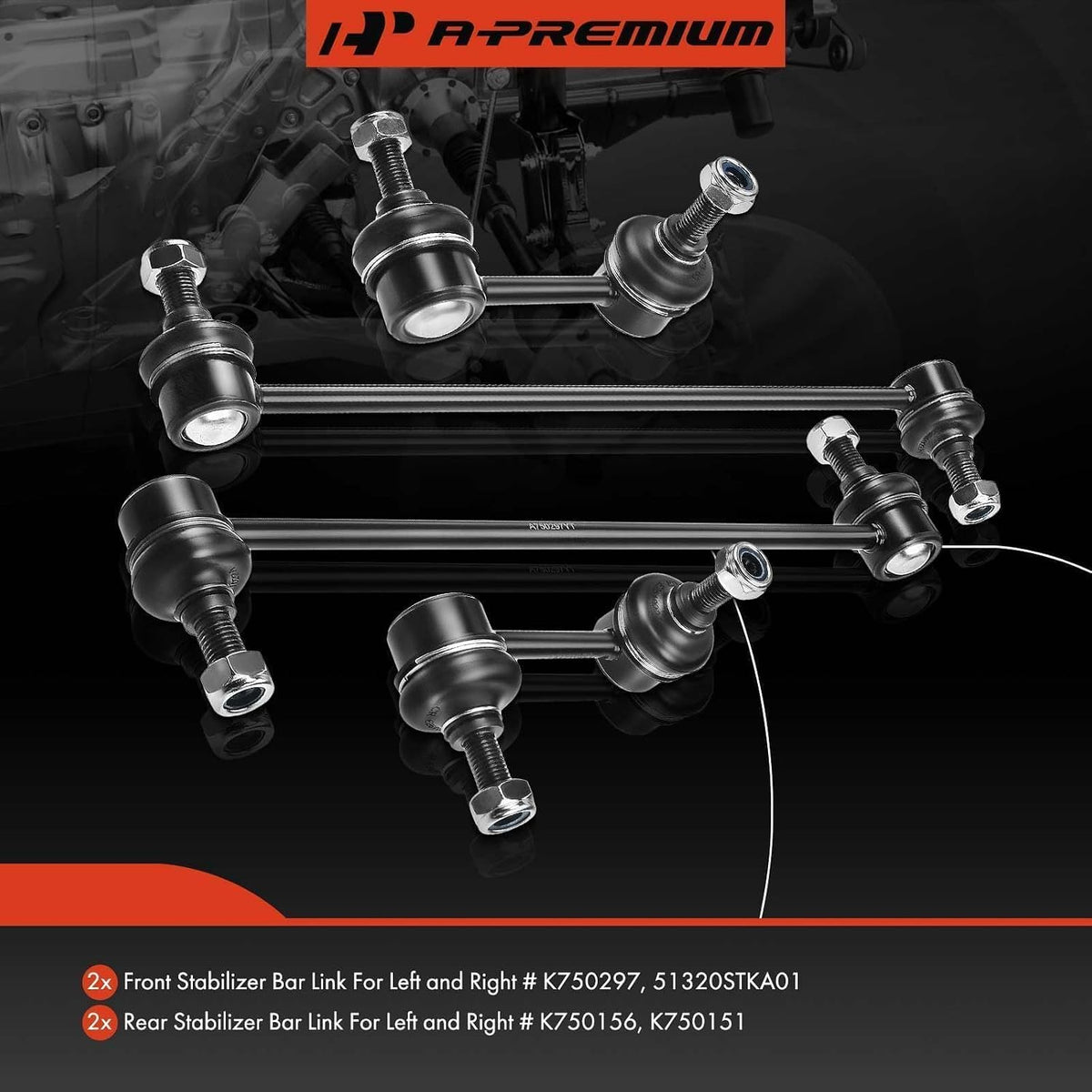 A-Premium Front & Rear Sway Bar Link Stabilizer Bar End Link Kit